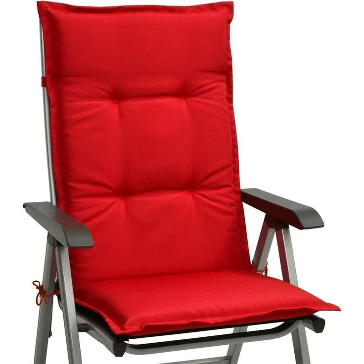 Beautissu Hochlehnerauflage 2er Set Hochlehner Set Base HL Sitzkissen, 120 x 50 x 6 cm Rot, Hochlehner Rückenkissen Stuhlkissen für Gartenstühle Sitzpolster – Bild 4