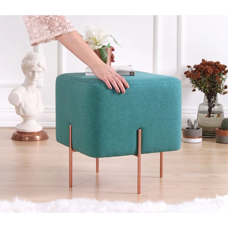 Hanah Home 'Copper 57 - Green' Pouffe, Hellgrün, 40 x 42 x 40 cm – Bild 4