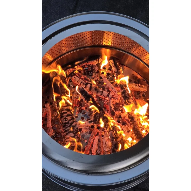 UNHO Feuerschale mit Grillrost Feuerkorb 2in1 mit Tragetasche Edelstahl Silber Ø50 cm – Bild 4