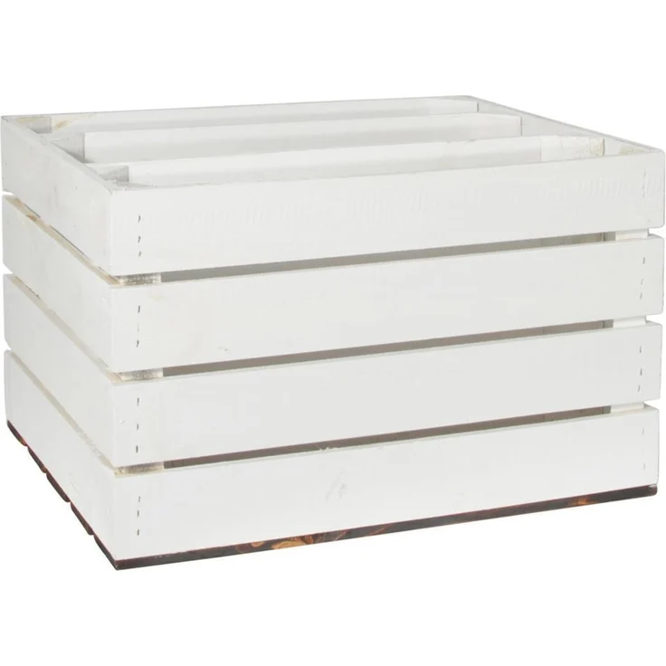 CHICCIE 2 Set Holzkiste Grete Weiß Geflammt - 2x Langes Regal Obstkiste Dekokiste Weinkiste – Bild 3
