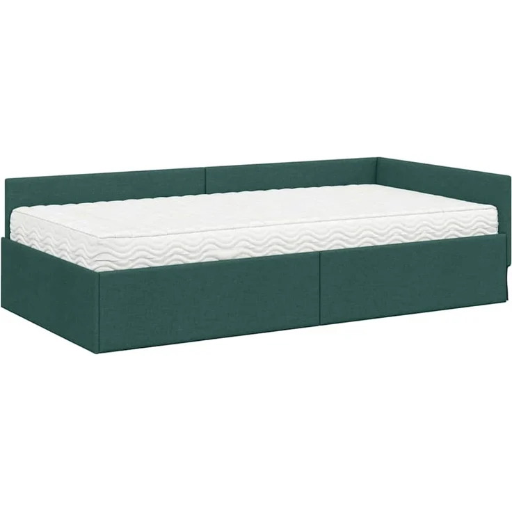 vidaXL Eckbettgestell mit Matratze 2 stk. Dunkelgrün 90 x 200 cm Stoff 3393601 – Bild 4