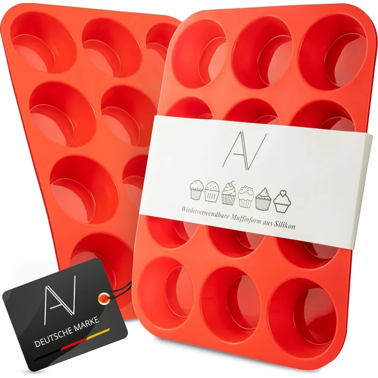 AVANA Muffinform Silikon Muffinblech für 12 Muffins Cupcake Backform Muffinbackblech, BPA-frei, Antihaftbeschichtung – Bild 1