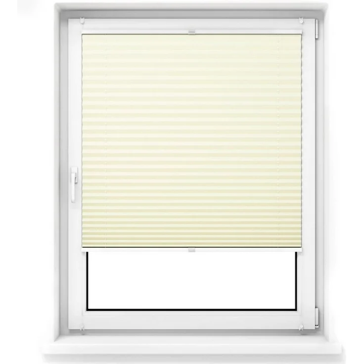 jalousiescout Plissee Pure Plissee Premium, 35x110 cm, creme, halbtransparent, ohne Bohren, verspannt, Klemmfix, Polyester-Stoff, blickdicht und lichtdurchlässig – Bild 5