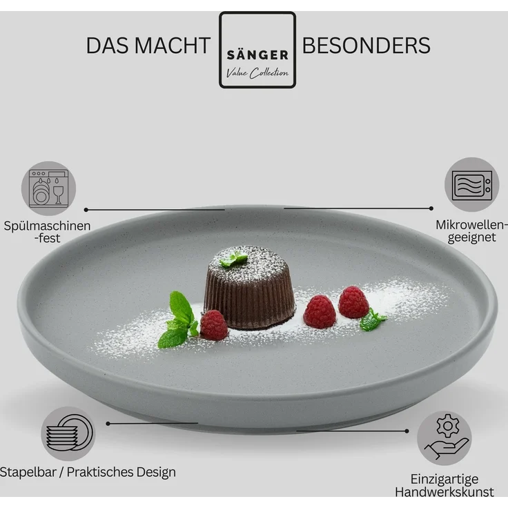 SÄNGER Steingut Dessertteller Leeds Shadow 6 teilig – Bild 4