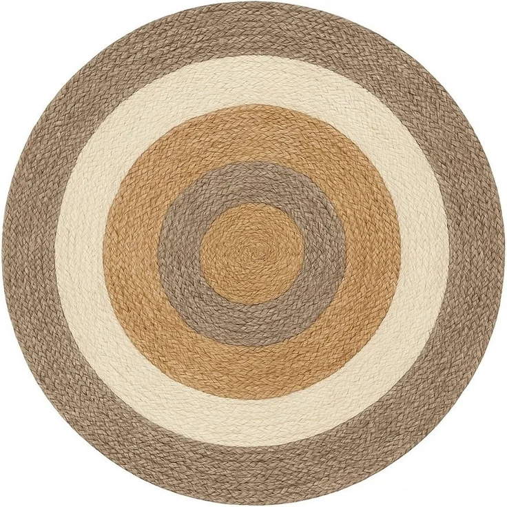 Wohnando Teppich MY-RUG Teppich Jute Balance, aus 100% Jute 100x100 cm, Rund, Höhe: 10 mm, handgewebt, Natürliches Material, Boho-Stil, wendbar – Bild 1