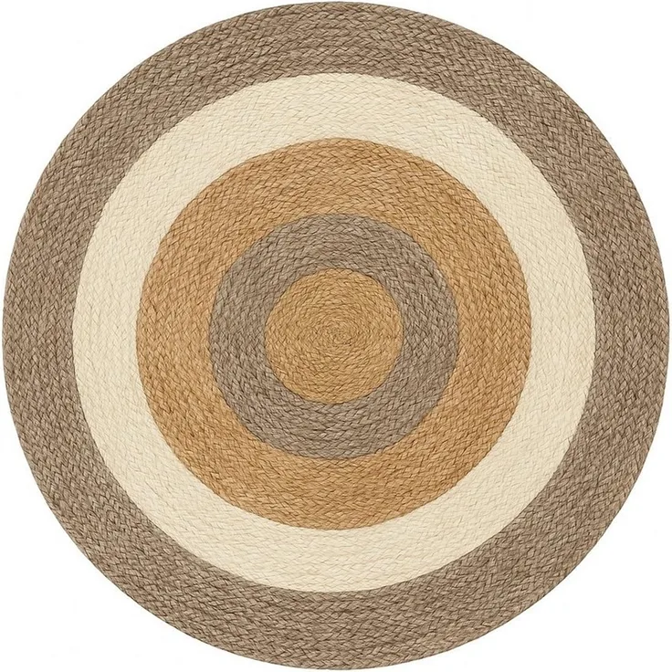 Wohnando Teppich MY-RUG Teppich Jute Balance, aus 100% Jute 100x100 cm, Rund, Höhe: 10 mm, handgewebt, Natürliches Material, Boho-Stil, wendbar