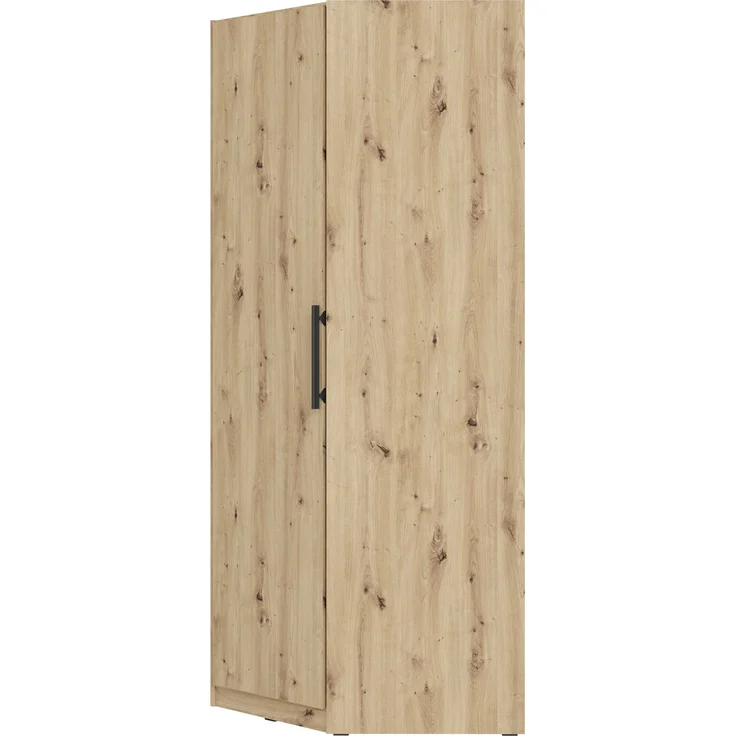 Forte CADIXO Eckkleiderschrank 90 100, Moderner Kleiderschrank, Drehtürenschrank, Schrank für kleine Räume, Holzwerkstoff, Eiche Holzdekor, 94,2 cm breit x 212,9 cm hoch x 94,2 cm tief – Bild 2