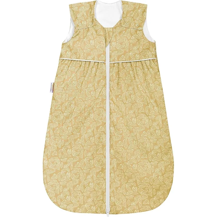Odenwälder Sommer Schlafsack Anni light white leaves TOP, Mustard, 80