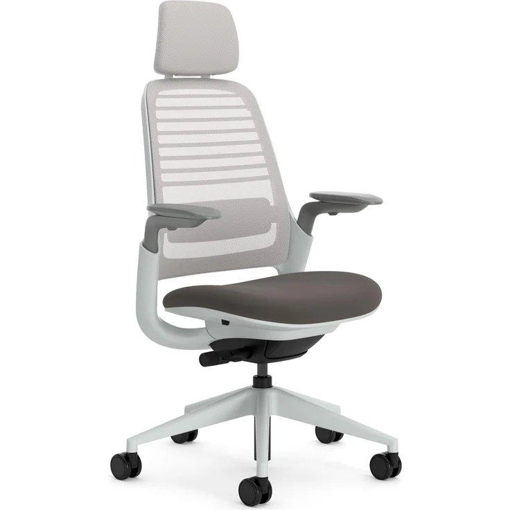 Steelcase Series 1 Ergonomischer Bürostuhl mit LiveBack Lumbalstütze, 4D-Armlehnen, anpassbarer Kopfstütze Dunkelbraun
