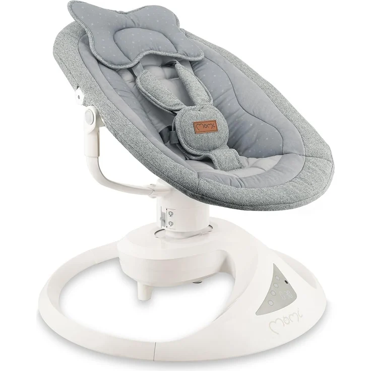 MoMi Babywippe PEARL für Babys bis 9 kg, 360° drehbarer Sitz, LED-Panel, Bluetooth, Fernbedienung, Batterie- oder Netzbetrieb, Netzteil mit USB-Kabel, 5-Punkt-Sicherheitsgurt, Bügel und Spielzeug – Bild 10