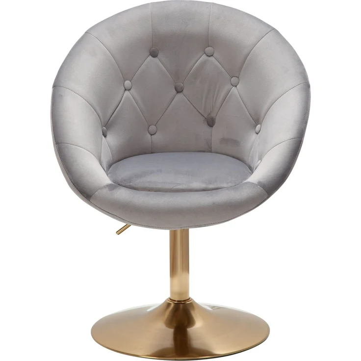Loungesessel Samt Grau Gold Design Drehstuhl mit Rückenlehne – Bild 16