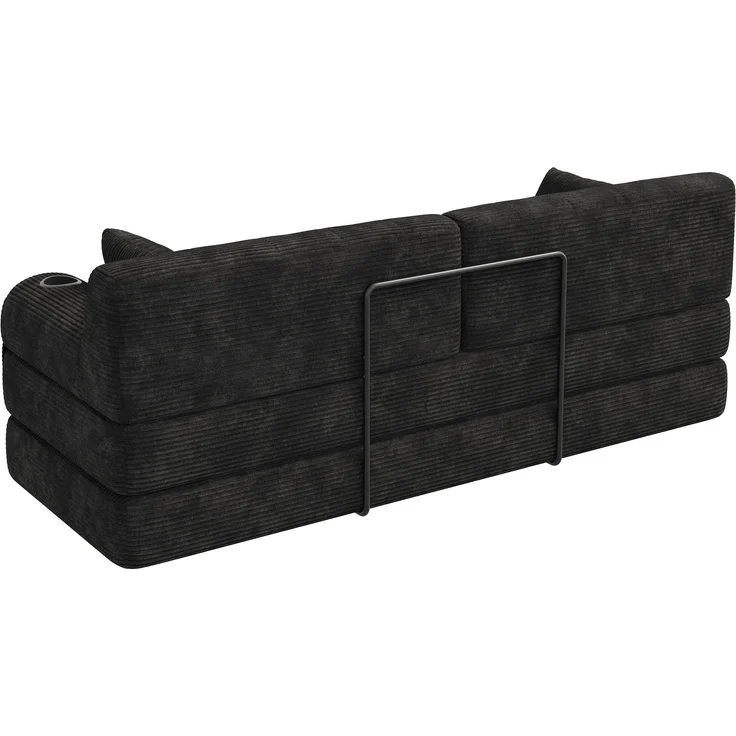 ZUBALIYA Schlafsofa 80x81 cm, mit Stauraum, mit Samtbezug, mit Cordbezug, mit Knopfheftung, mit breiten Armlehnen, Schwarz – Bild 16