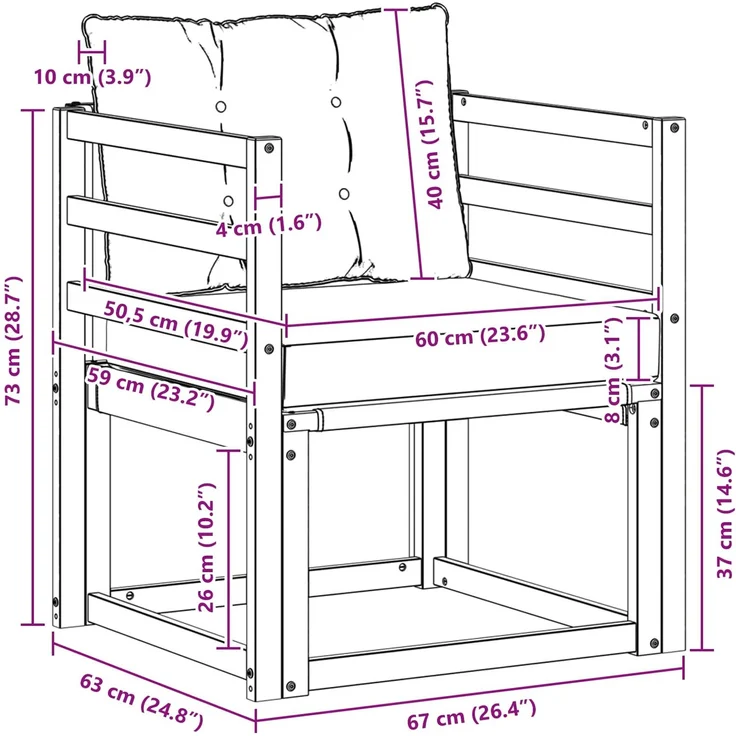 vidaXL 2 Stück Outdoor-Sofagarnitur Massives Akazienholz und Textilene 3436288 – Bild 8