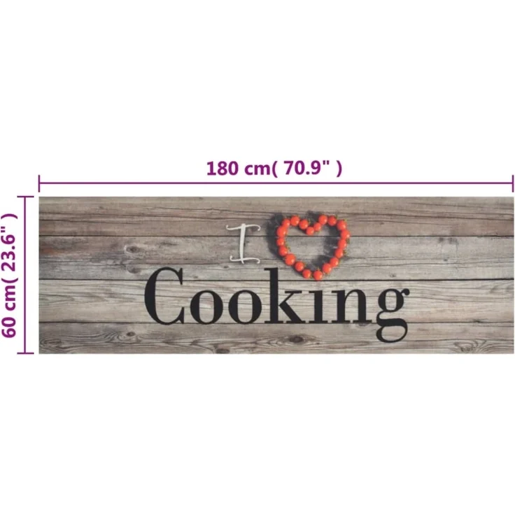 vidaXL Küchenteppich Waschbar Cooking Grau 60x180 cm Samt 136547 – Bild 2
