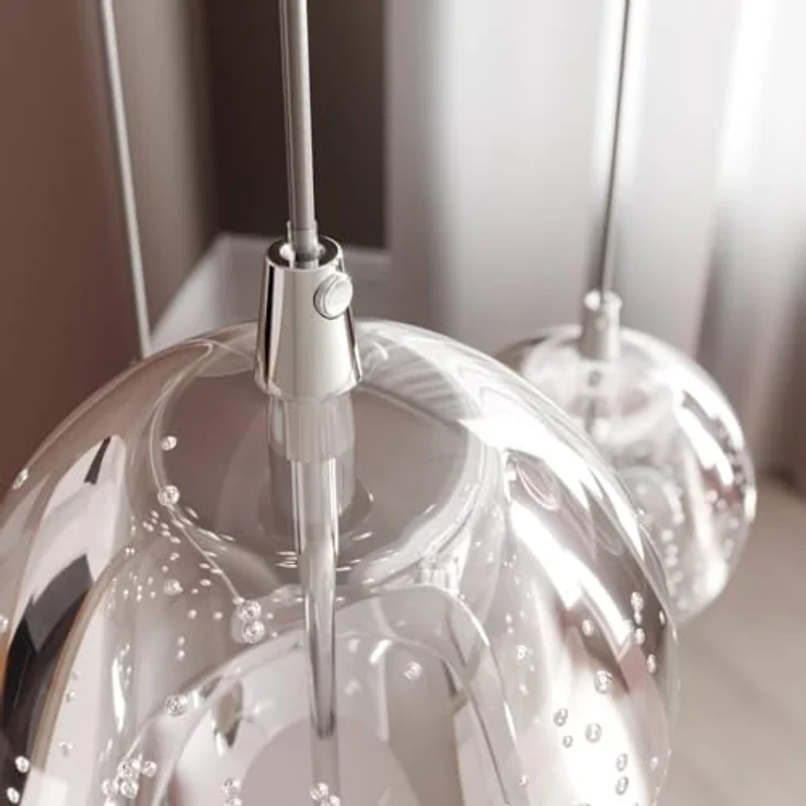 Lucande LED-Pendellampe Hayley, 5-flg. Pendelleuchte mit Glaskugeln und chromfarbenen Details, Ø 30 cm, energieeffiziente LED-Beleuchtung – Bild 8