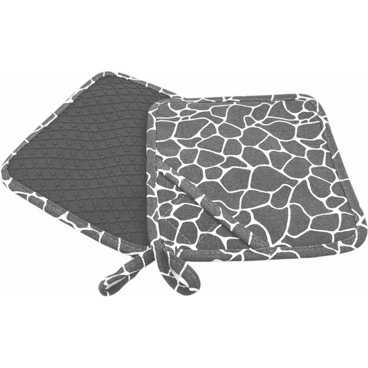 Camolo Topflappen 2er Set Ofenhandschuhe Silikon & Baumwolle hitzebeständig 18 x 18 cm, (2-tlg), Rutschfest, mit Aufhängeösen, strapazierfähig