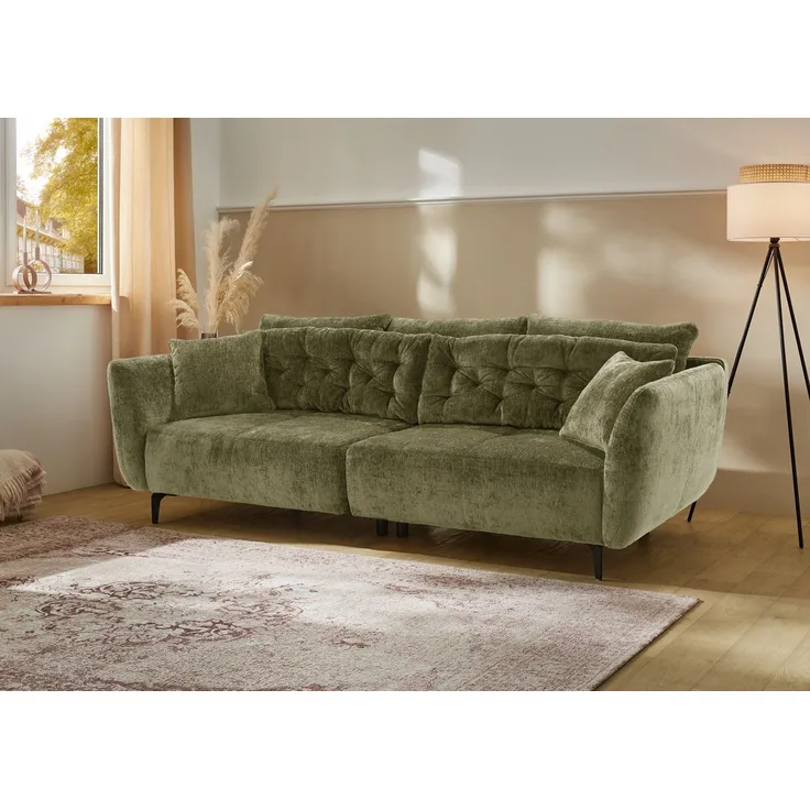 Jockenhöfer Gruppe Big-Sofa Spa, im Retrolook mit Wellenfederung, und frei im Raum stellbar, inkl. 7 Kissen