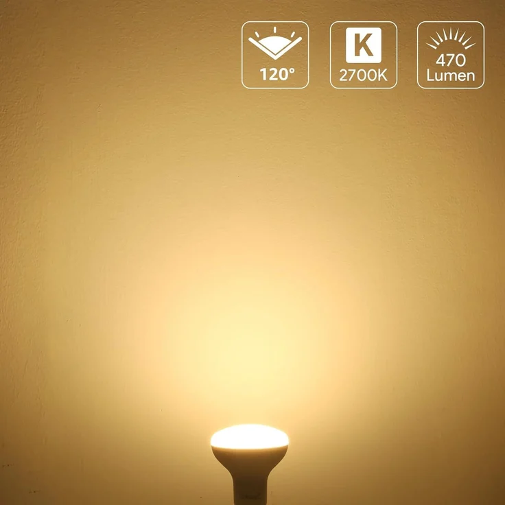 Lepro E14 LED Lampe, 4.9W 470 Lumen Glühbirne, entspricht 40W Glühlampe, 2700 Kelvin Warmweiß e14 led strahler, Reflektorlampe R50 120° Abstrahlwinkel Energiesparlampe, 5 Stück – Bild 2