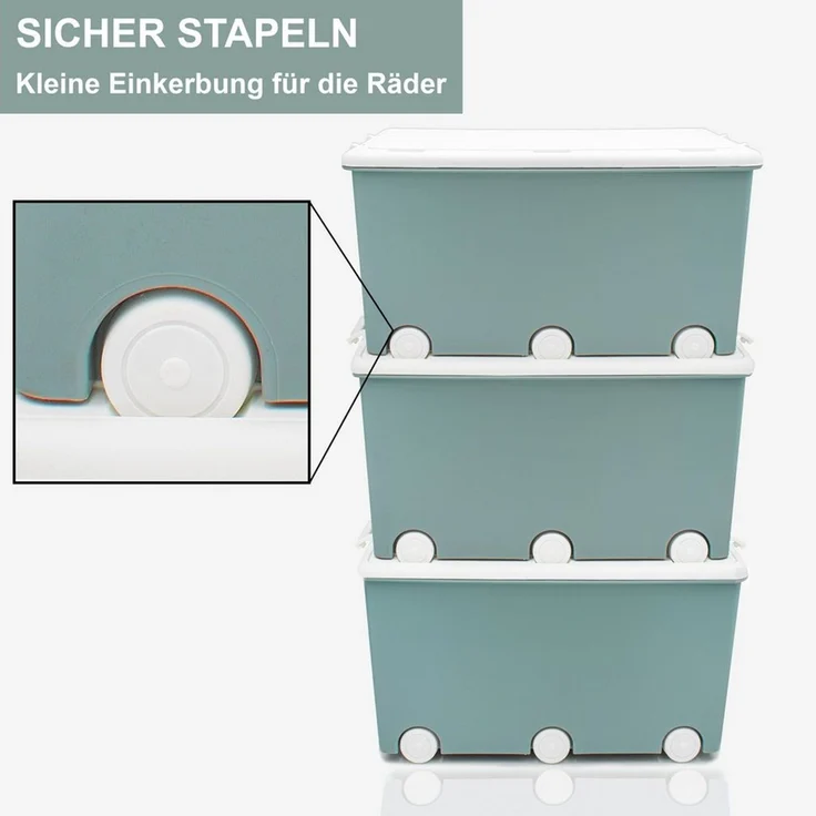 Babykajo Aufbewahrungsbox (Boxen mit Rollen, 3 St, mit 50L Volumen), Stapelbloxen, Aufbewahrungsboxen, Box zum Aufbewahren – Bild 2