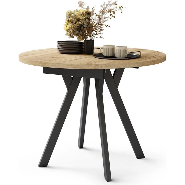 designimpex Esstisch Design Esstisch Aldo ausziehbar 90 cm bis 145 cm rund Esszimmer Tisch, Esstisch, Esszimmertisch, Tisch, Ausziehtisch, Küchentisch, Esszimmer – Bild 5