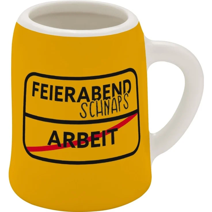 Schnapskrug Schnapsglas Stamper Keramik Sheepworld FEIERABEND 73849 – Bild 1