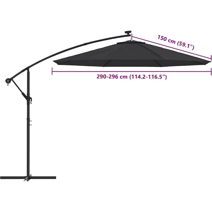 vidaXL Ersatzbezug für Ampelschirm Schwarz 300 cm 313807 – Bild 7