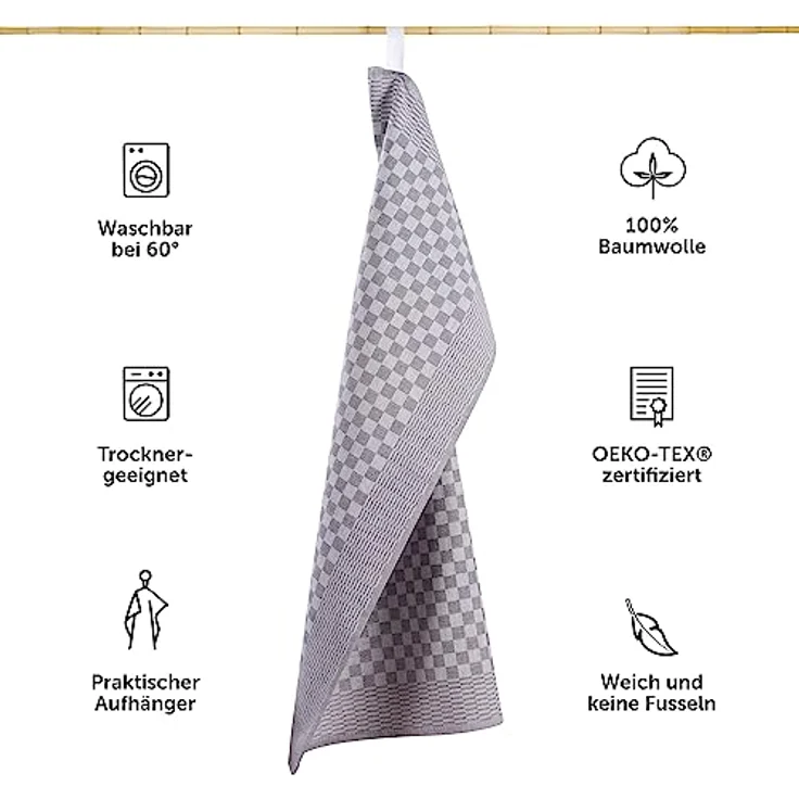 Blumtal Geschirrtuch Premium Geschirrhandtücher in 50 x 70 cm, (Set, 10-tlg, 5, 10 oder 20 Geschirrtücher), 100% Baumwolle, Oeko-TEX® Zertifiziert – Bild 3