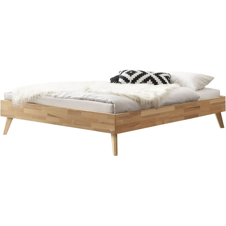 Hasena Bett Iseo Kernbuche massiv ohne Kopfteil 180x200 cm, Fußhöhe 20 cm – Bergamo