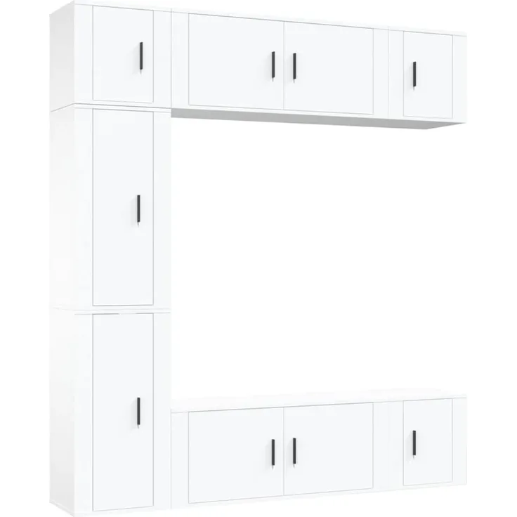 vidaXL 7-tlg. TV-Schrank-Set Weiß Holzwerkstoff 3188646