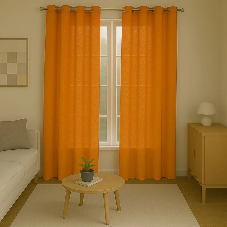 Gardine mit Ösen *** x *** cm ( Breite x Länge ) in ***, blickdichter Vorhang, Ösenvorhang in vielen Variationen 140x175 cm Hellorange – Bild 3