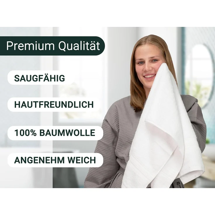 ZOLLNER 6-tlg. Handtuch-Set aus Baumwolle, 50x100 cm, weiß – Bild 3