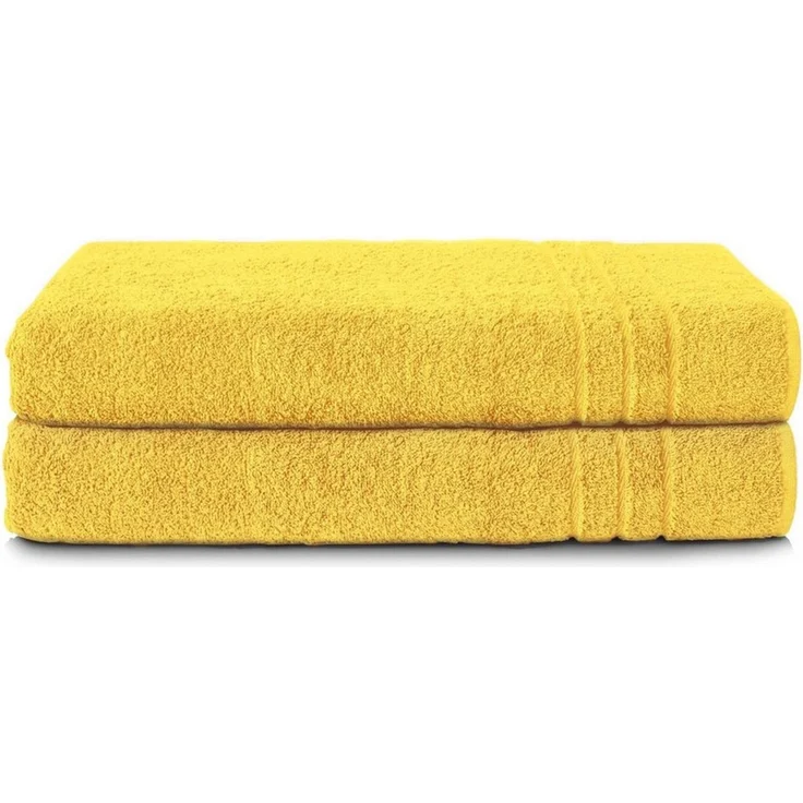 Komfortec 2er Saunatuch Set 80x200 cm aus 100% Baumwolle, XXL-Saunatücher, Sauna Handtuch, Weich, Groß, Frottee, Schnelltrocknend, Gelb – Bild 1