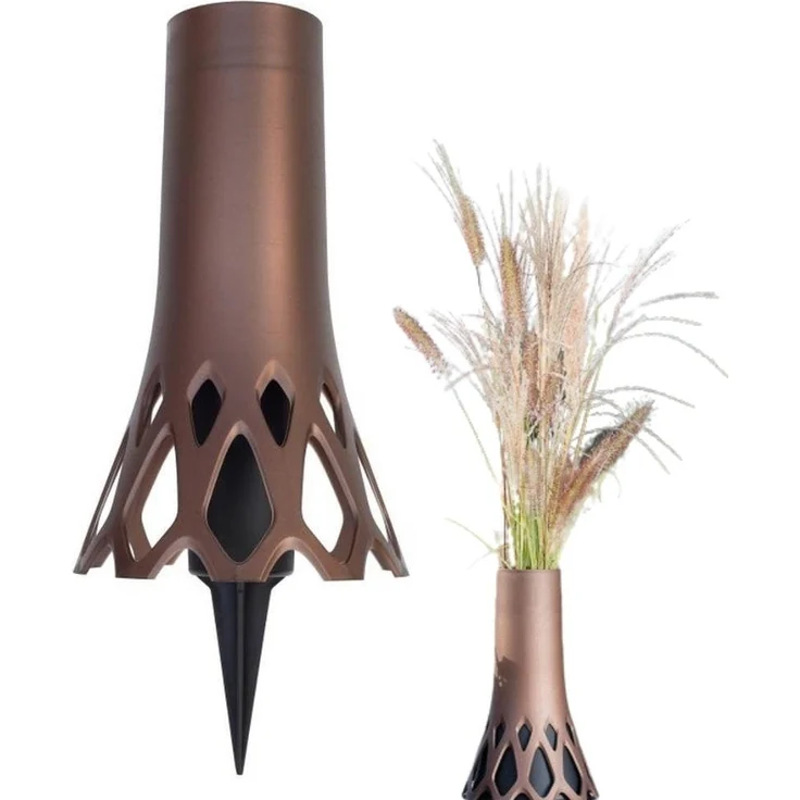 GarPet Blumentopf Grabvase Roseta mit Erdspieß Friedhof Vase Grabschmuck Kunststoff – Bild 3