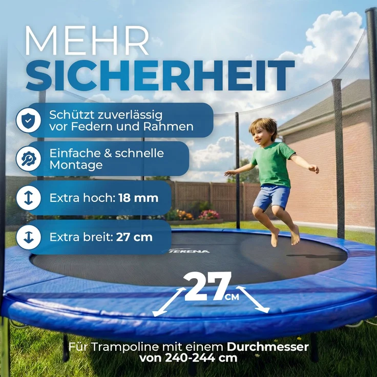 Terena Federabdeckung 244 cm Randabdeckung für Trampolin blau – Bild 2