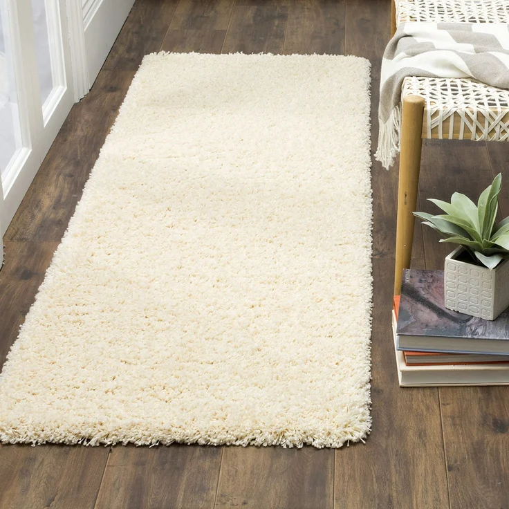 SAFAVIEH Zottelig Teppich für Wohnzimmer, Esszimmer, Schlafzimmer - California Shag Collection, Hoher Flor, Elfenbein, 69 X 213 cm