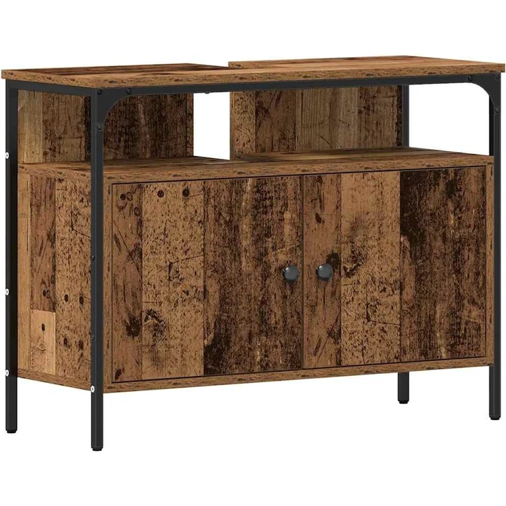 vidaXL Badezimmermöbel-Set mit Regal 4 pcs Altholz Holzwerkstoff 3332589 – Bild 6