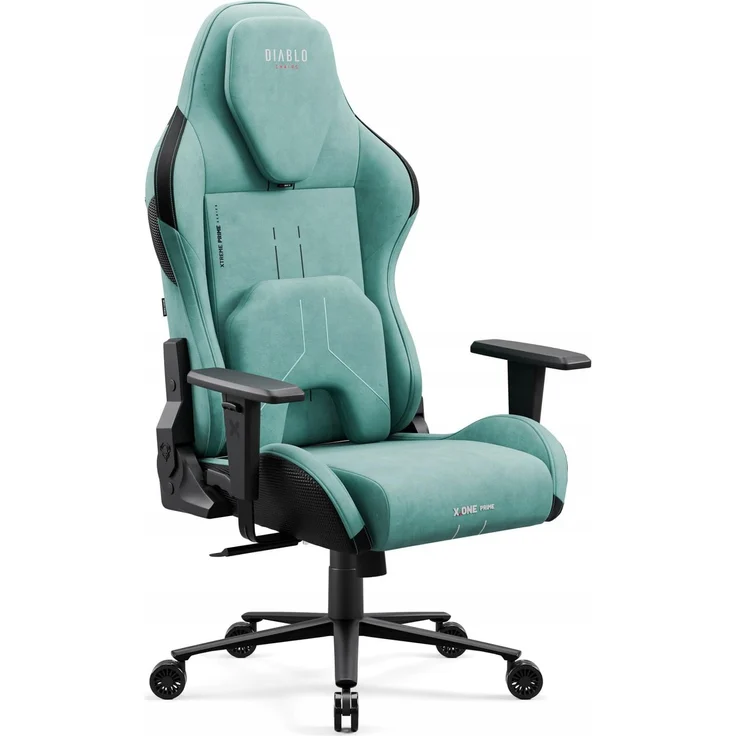 Diablo Gaming Stuhl Stoff X.One Prime Gamer Stuhl Ergonomisch mit Magnetische Kopfstütze und Kühlender Sitz Robuste Metallbasis, Höhenverstellbare Armlehnen Pc Stuhl, Gaming Chair 140 kg Mystic Mint