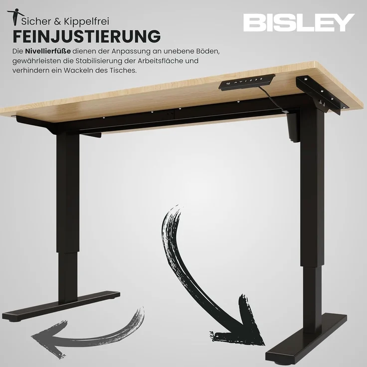 Bisley E-StarterTech elektrisch höhenverstellbarer Schreibtisch 140x80 cm in weiß - Elektrischer Tisch höhenverstellbar mit Memory-Funktion, EST251408-396-005 – Bild 4
