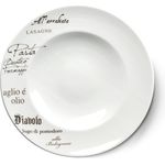 CreaTable - EUROPA GUSTOSO - Pastateller 30,5 cm aus Porzellan mit Schriftdekor