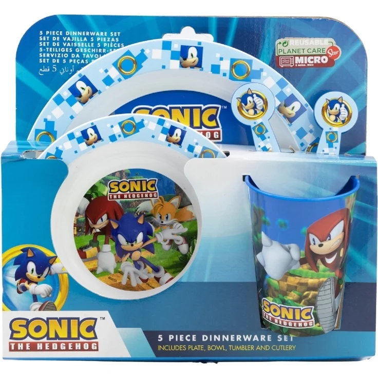 Sonic Teller-Set – Mikrowellengeeignet 5-teiliges Kindergeschirr mit rutschfestem Boden – Bild 2