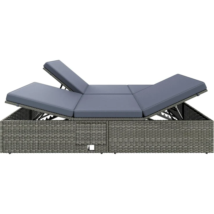 CASARIA® Sonnenliege 2 Personen Klapptisch Grau Anthrazit – Bild 5