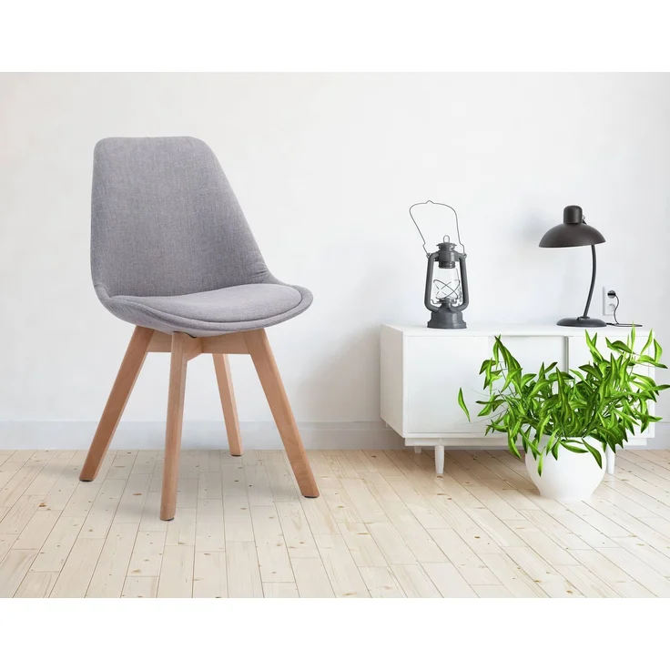 Besucherstuhl LAGOS - Stoff Grau 48x55x84 cm Hellbraun | Besucherstühle Konferenzstuhl Wartezimmerstuhl Bürostühle Bürostuhl Konferenzraum Wartezimmer – Bild 2