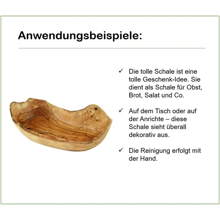 Olivenholz-erleben Obstschale Obstschale rustikal 25 – 29 cm, (1-tlg), antibakterielle Wirkung 100 % Handarbeit – Bild 3