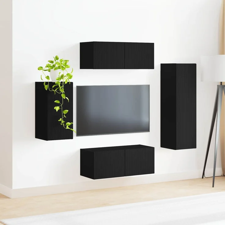 vidaXL TV-Schrankset 4 stk. 31 x 30 x 100 cm Schwarz 3409007 – Bild 4
