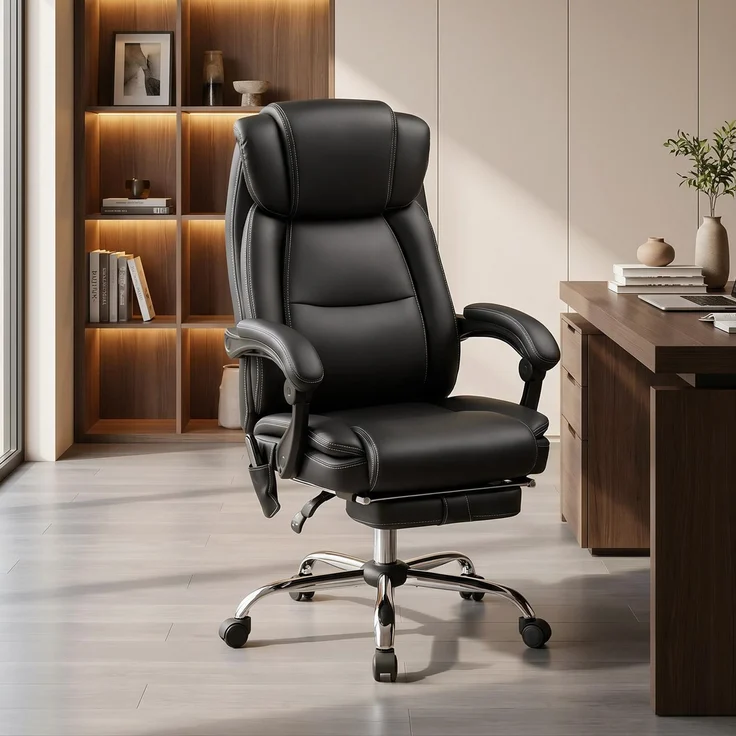 HOMCOM Bürostuhl mit Massagefunktion, Polyurethan, Schwarz, 72L x 67B x 111-119H cm – Bild 2