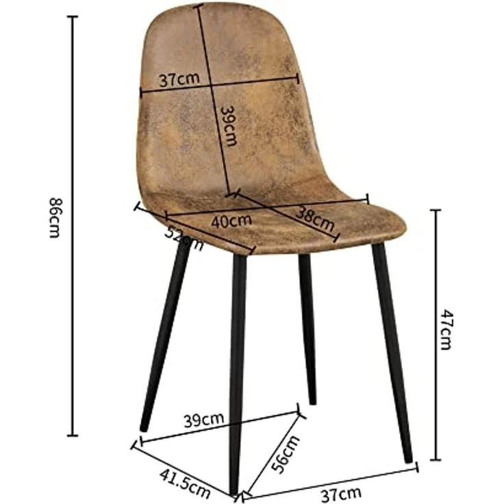 FurnitureR 4 Stühle, Tagungsräume in Schweden, braunes Stuhl, modernes Design, Material aus langlebigem Metall, für Büro oder Zuhause, Eleganz und Komfort – Bild 2