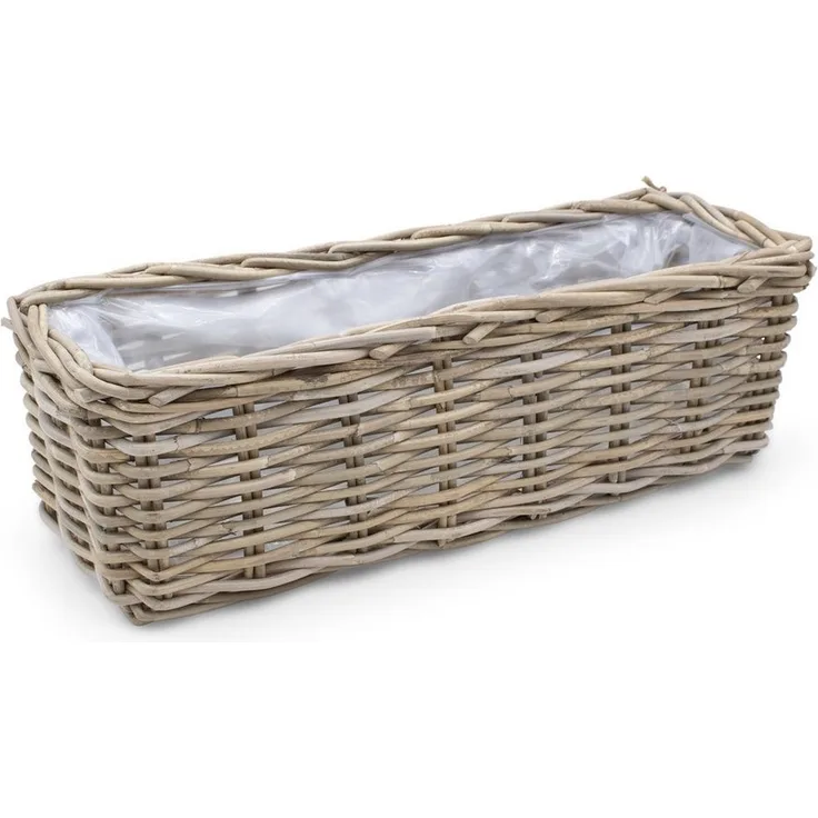 Spetebo Blumentopf Weide Pflanzkorb natur (Stück, 1 St, Flechtkorb), Rattan Blumenkorb mit Folie