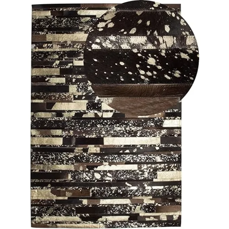 Teppich Kuhfell braun-gold 160x230 cm Patchwork ARTVIN