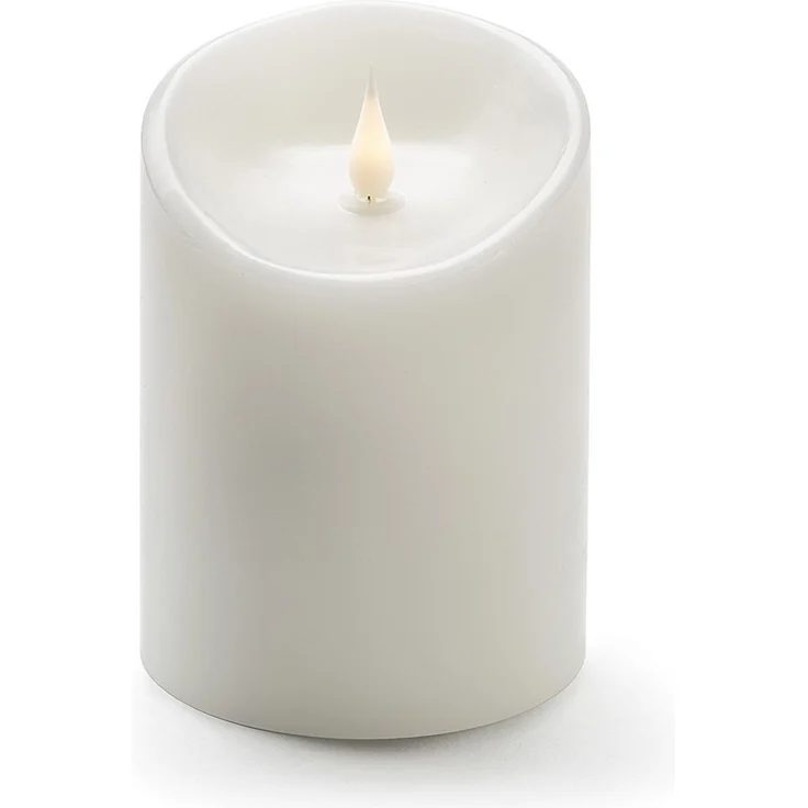 LED Echtwachskerze mit Flamme & Timer, Ø 10cm, Höhe 14cm, Batteriebetrieb – Bild 2