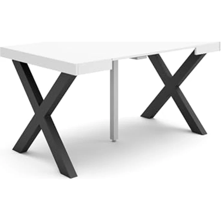 Skraut Home | Ausziehbarertisch | Multifunktionaler ausziehbarer | 140 | Für 6 Gäste | Massivholz Beine | Moderner Stil | Weiß – Bild 1